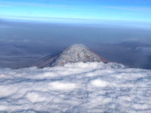 Cotopaxi from the air. Photo by Dave Semler and Marsha Steffen. All rights reserved.
