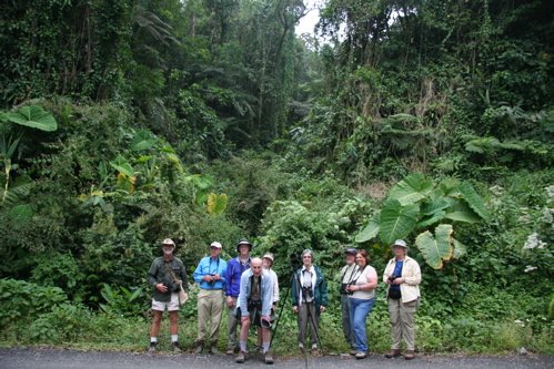 Cloud forest birders. Photo by Charles Oldham. All rights reserved.